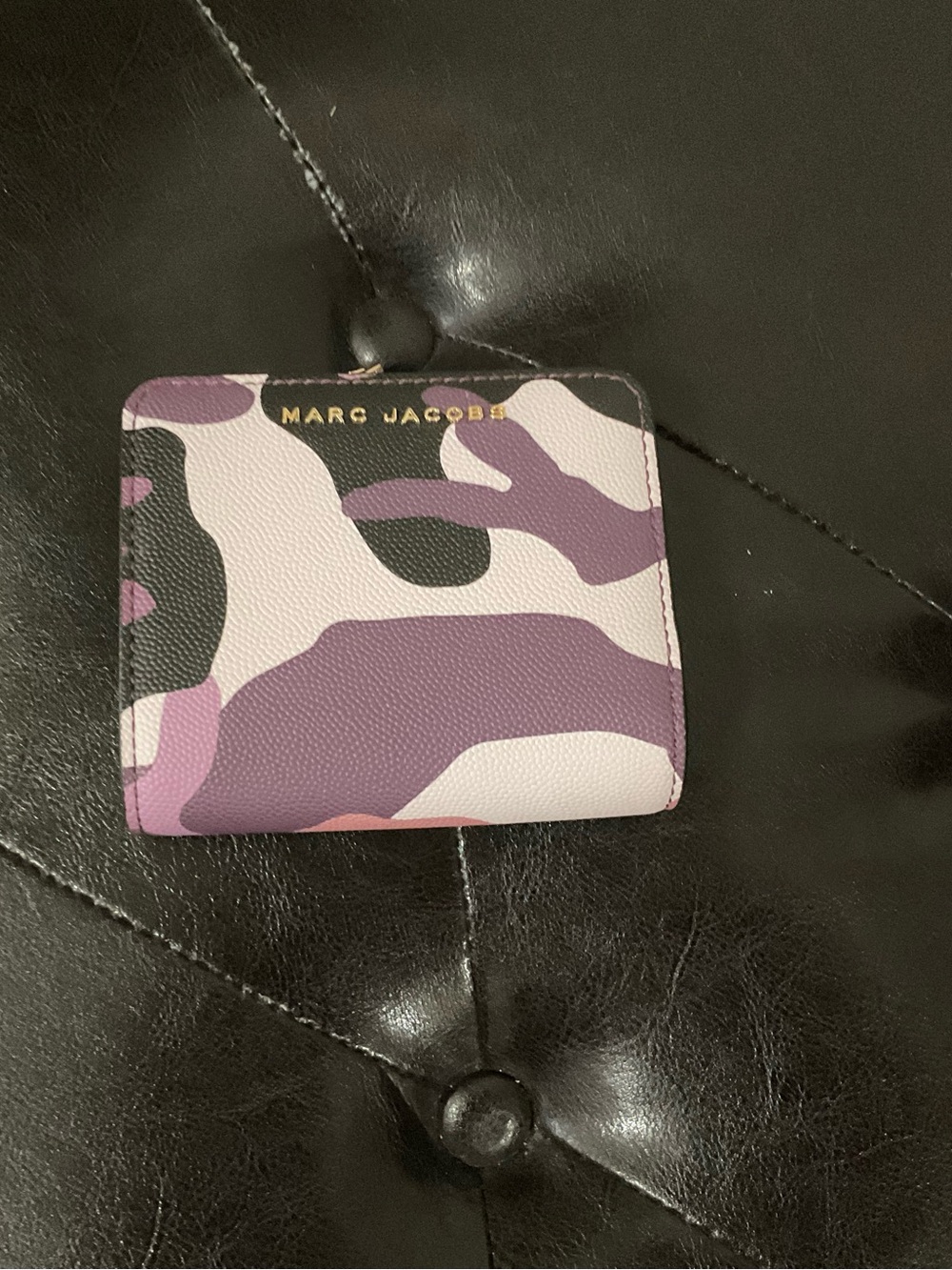 Marc Jacobs Purple and Pink Camo Compact Wallet